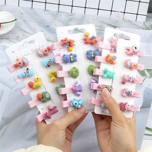 10PCS/Set Cute Girls Hair Clips Set Kids Children Lovely Hairpin Cartoon Animal Bear Headdress Fashion Hair Accessories Barrette