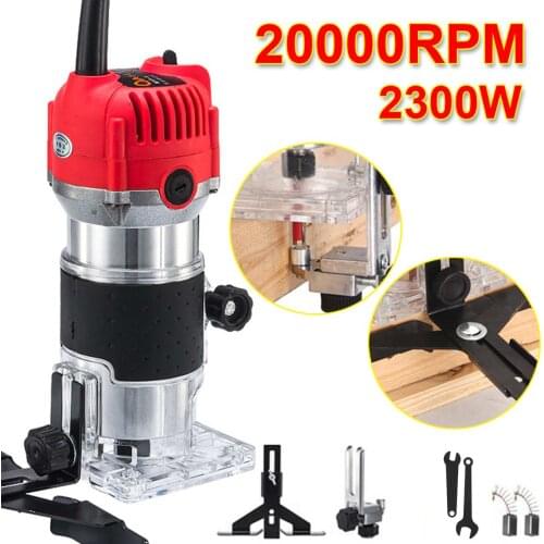 2300W 20000rpm Woodworking Electric Trimmer Wood Milling Engraving Slotting Trimming Machine Hand Carving Machine Wood Router