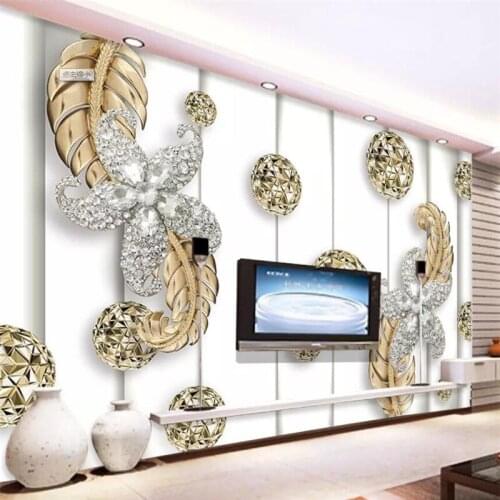 Beibehang 3d wallpaper mural custom living room bedroom pentagonal diamond flower jewellery mural background decoration