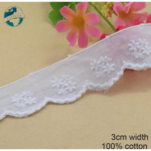 5yards 3cm white 100% cotton embroidery lace french lace ribbon fabric guipure diy trims warp knitting sewing Accessories#3172