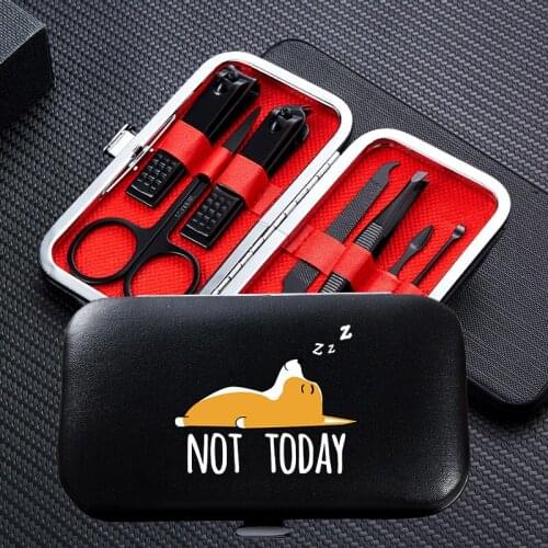 7pcs Manicure Nail Clipper Sets Cute Cotgi Dog Portable Travel Stainless Steel Trimmer Clippers Cutter Scissors Accessories Tool