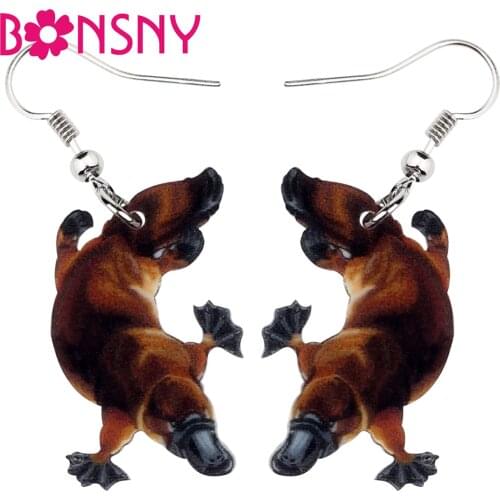 Bonsny Acrylic Australian Platypus Duckbill Duckmole Earrings Drop Dangle Fashion Animal Jewelry For Women Girls Gift Charms Hot