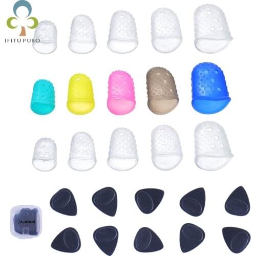 25Pcs/Set Electric Guitar Accessories 10Pcs Black Guitar Picks + 15Pcs Silicone Guitar Finger Guards Fingertip Protectors GYH