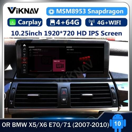 10.25inch Android 10 car Radio GPS DVD Player For BMW X5/X6 E70/71 2011-2013 CIC CCC GPS Navigation car stereo autoradio 2din