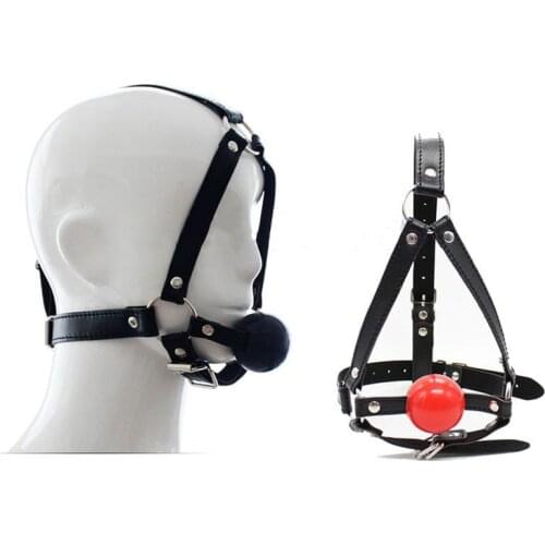 BDSM pony play Leather harness for women men silicone Ball Mouth Gag Oral Fixation Stuffed Adult Games Flirting Sex Toys