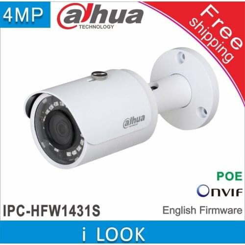 Free shipping Dahua International Version IPC-HFW1431S 4MP Camera cctv POE Mini-Bullet Camera CCTV IP Camera IR30M IP67 P2P