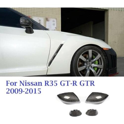 Carbon Fiber Side Mirror Cover Caps Replacement Style Fit For Nissan R35 GT-R GTR 2009-2015