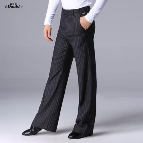 New Striped Men Professional Latin Dance Practice Pants Ballroom Performance Wears Trousers National Standard Dance Pants H694