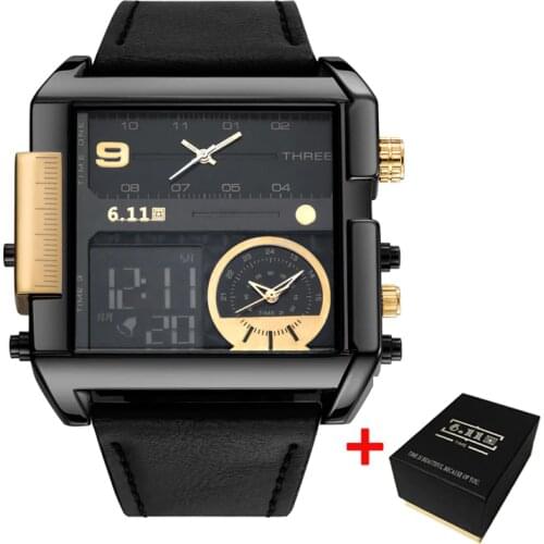 6.11 Relogio Masculino Luxury Brand Mens Watches Big Size Male Quartz Clock Multiple Time Zone Dual Display Watch Dropshipping