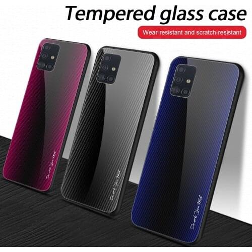 Tempered Glass Case For Samsung Galaxy A51 A71 A50 A50s Gradient Texture Back Cover For Samsung A 72 52 A 32 22 A21s A20 A71 A51