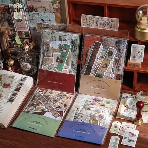 Chzimade 90Pcs Vintage Junk Journal Letter Ptinted Paper Sticker For Scrapbooking Album Diary Diy Happy Planner Home Decoration