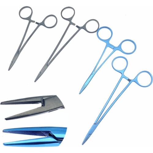 Needle Holder Titanium Ophthalmic Surgical Instrument Ring Handle with Ratchet Lock Double Eyelid Tool