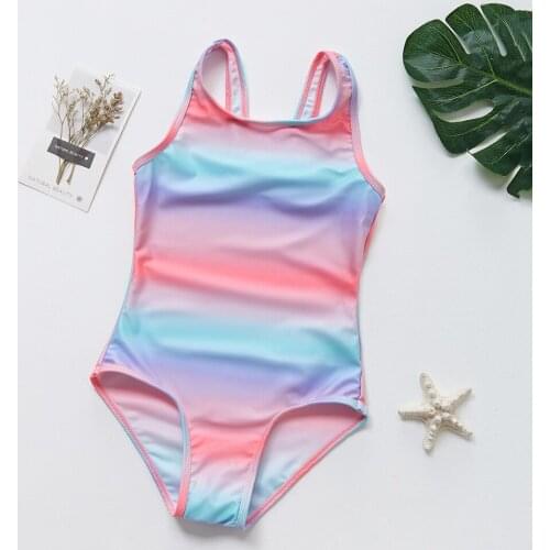 Girls Rainbow Swimsuit 3-7 Years One-Piece Bathing Suit Kids Girls 2021 Summer Style Beachwear Rainbow Swimsuits For Girl 9003
