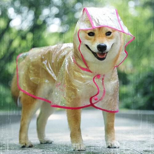 Pet Dog Raincoat Small Medium Puppy Outdoor Face Protective Waterproof PVC Dog Jacket Teddy Water Resistant Clothes for Animal