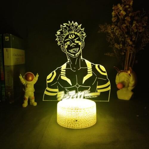Jujutsu Kaisen Anime Figure Yuji Itadori Ryomen Sukuna 3D LED Lamp RGB Neon Night Lights Bedroom Table Decor Manga Birthday Gift