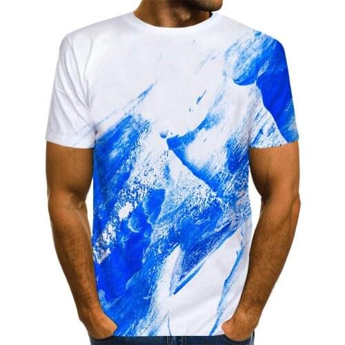 Mens Blue Art Shirt 3D Print T-Shirt Summer Pigment Graphic Tees Pattern Tops