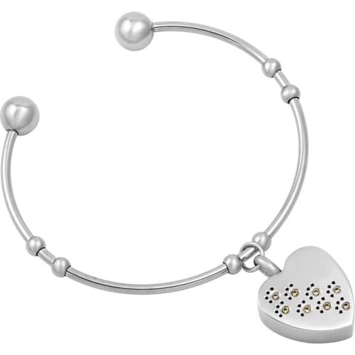 IJB5035 Heart/Cross/Round/Paw Pendant Urn Bracelet Cremation Jewelry Memorial Ashes Keepsake
