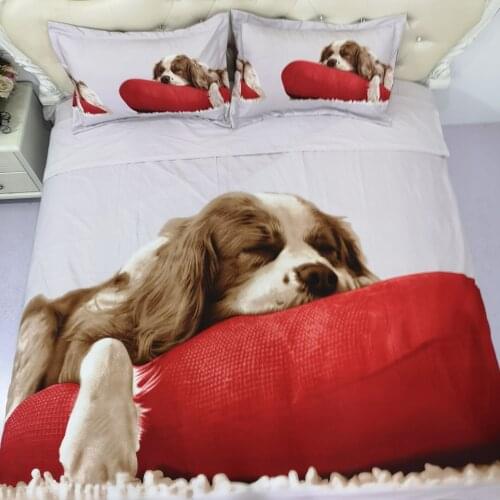 3D Print Pet Dog Bed Sets for Girl Duvetcover&2pcs Pillowcase Super Soft Comfortable Cartoon Kids Bed Quilts Cover Set 2/3 Pcs