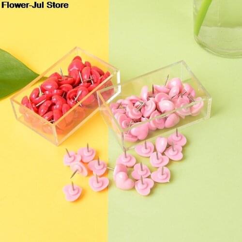 50 Pcs/set Creative Romantic Heart-shaped Pushpin Cute Pink Push Pins Thumbtack Office School Supplies Accessories