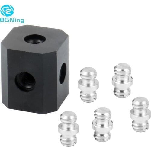 BGNing 1/4" 3/8" Bracket Polyhedron Cubic Mount Cube Stand Support for Tripod Camera Rig Cage LED Light Bouncer Diffuser DIY