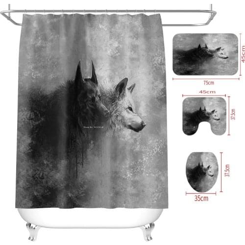 Fashion Coyote 3D Digital Printed Fabric Shower Curtain for Bathroom Home Decor with Hook Waterproof Shower Curtain