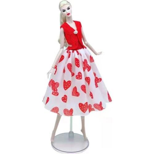 Fashion Red Coat Tank Top Heart Print Skirt Dress For Barbie Doll Clothes Outfits Set 11.5" Dolls Accessories Kids & Baby Toys