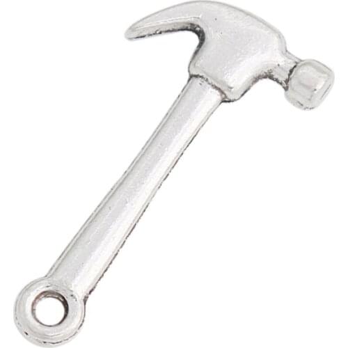 RAINXTAR Fashion Alloy Hammer Charms Daily Hardware Tool Charms 16*29mm 20pcs AAC778
