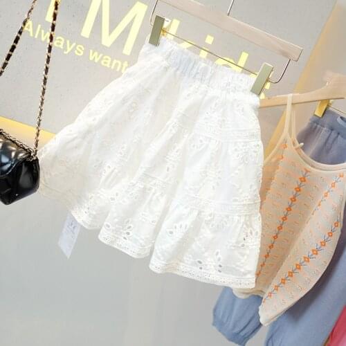 Soft Mori Solid Color Pleated Cotton Skirt Summer Fluffy Harajuku Cute Kawaii Girls Skirts Ruffle Polleras Kids Skirt BW50DR