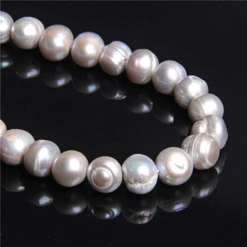 Natural round gray freshwater pearl beads 10-11mm Loose baroque pearls beads for women jewelry making Bracelet Necklace earring