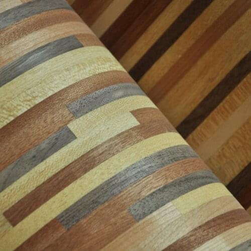 Natural Five Color Maple Walnut Sapelie Panda Veneer Parquet Wood Veneer with Fleece Backer Size 2500X430X0.25 MM