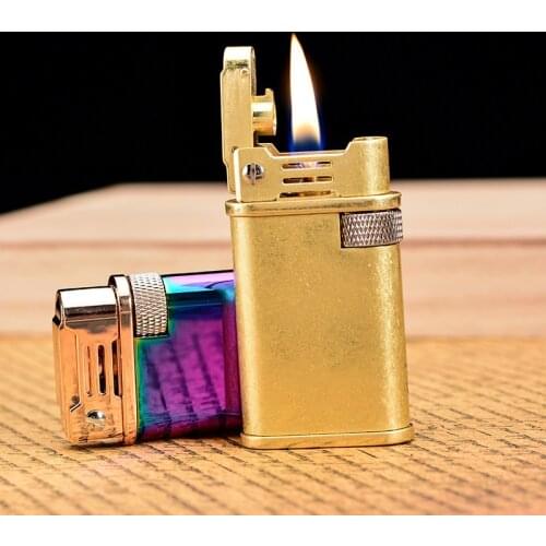 New Retro Kerosene Lighter Windproof Metal Grinding Wheel Lighter Flint Side-slip Personality Creative Ejection Rocker Gadget