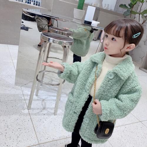 Autumn Winter Candy Color Baby Girls Wollen Coat for Girls Jacket and Coats Single Breasted Kids Clothes Children Outerwear