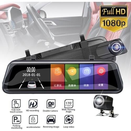 Pcmos NOVPEAK 10" FHD 1080P Dual Lens Car DVR Dash Cam Mirror Recorder Screen Touch Car Mirror Video Car Intelligent System