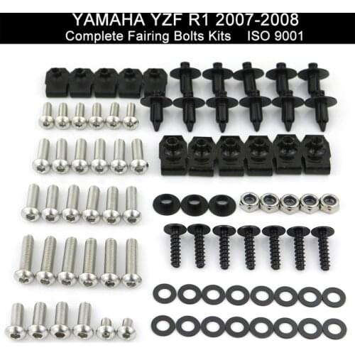 Fit For Yamaha YZFR1 YZF-R1 2007 2008 Motorcycle Complete Full Fairing Bolts Kit Fairing Clips Speed Nuts Stainless Steel
