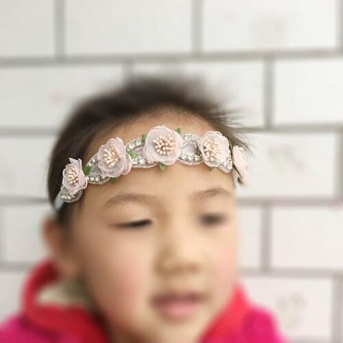 Blush Pink Flower Rhinestone Headband