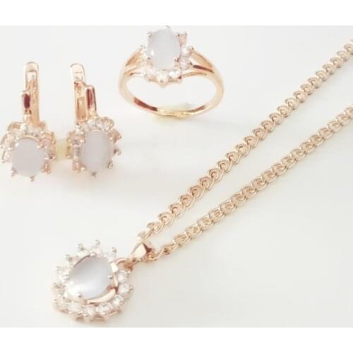 585 Gold Color Jewelry Sets New Fashion Women Jewelry Sets Trendy Earring Jewelry Sets Ring/Necklace Fashion Jewelry