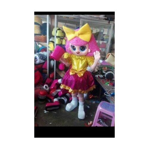 Pink Doll Girl Mascot Costume Party Character Birthday Halloween Cosplay Dress Mascot Costume
