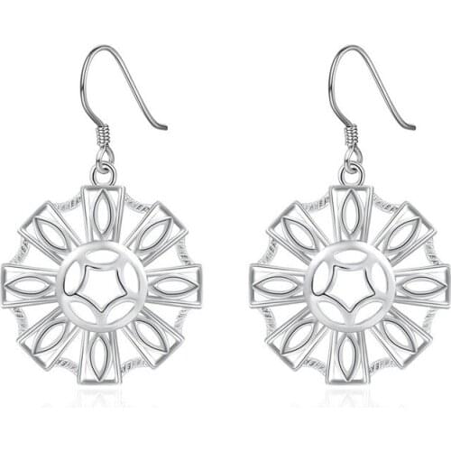 925 Sterling Silver 41MM Beautiful Sun Drop Earrings For Woman Fashion Glamour Wedding Jewelry Christmas Gift