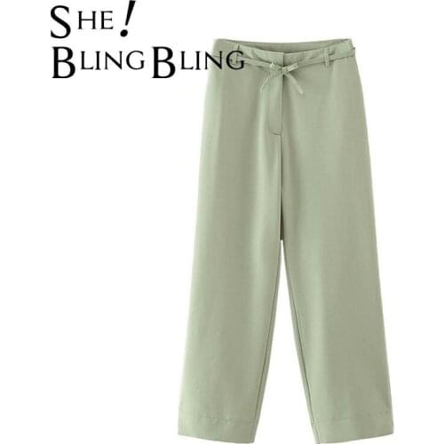 SheBlingBling 2021 Women High Waist Loose TrousersTwo Pieces Set Office Lady Blazer Work Suit Female Pants OL Korea Style