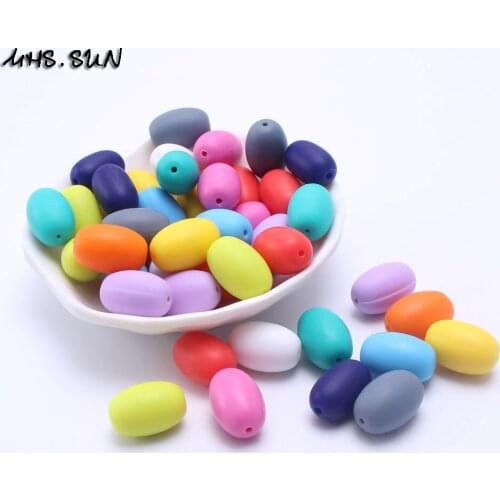 MHS.SUN Food Grade Rugby Oval Shape Silicone Beads Loose 20x14mm Colorful Teething Beads DIY Babys Toy/Jewelry Accessories