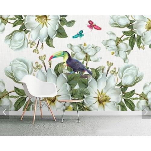 Nordic Flower Butterfly Wallpaper Mural HD Printed Photo Wall Murals for Bedroom Floral Wall Paper Roll Contact Paper Customize