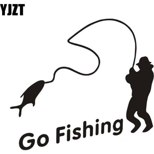 Outdoor Sports Fishing GO FISHING Stickers Car Accessories Car Stickers Decals Black Silver CT-390