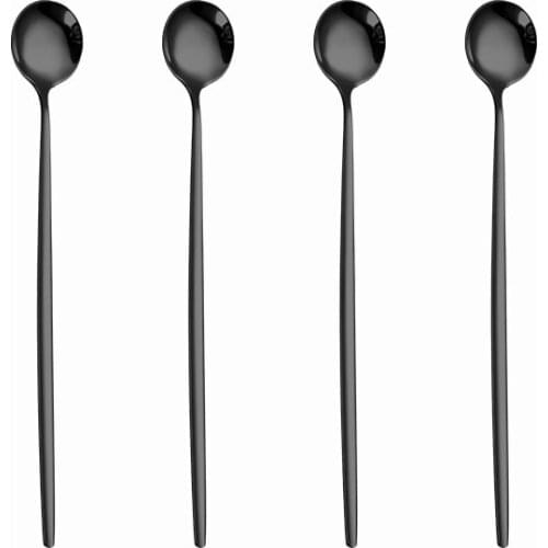 4 Pcs Stainless Steel Dinnerware Spoon Tea Spoon Dessert Coffee Ice Cream Spoons Kitchen Accessories Bar Tools New Long Handle