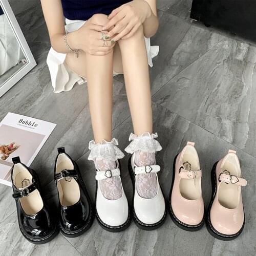 Women Mary Janes Shoes Spring Autumn Girls Lolita Shoes Patent Leather Platform Woman Flats Round Toe Ladies Shoes Black Flats