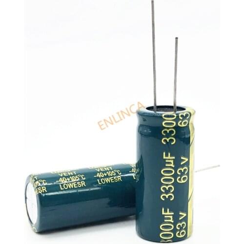 2pcs 63V 3300UF 18*40 high frequency low impedance aluminum electrolytic capacitor 3300uf 63V 20