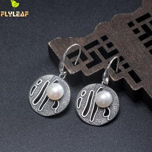925 Sterling Silver Freshwater Pearl Vintage Dorp Earrings For Women Ethnic Style Handmade Lady Student Party Fine Jewelry