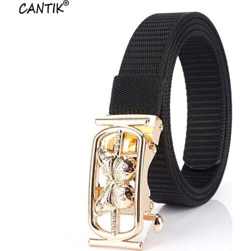 CANTIK Unique Butterfly Pattern Automatic Buckle Good Quality Ladies Nylon & Canvas Belts Clothing Accessories for Women CBCA299