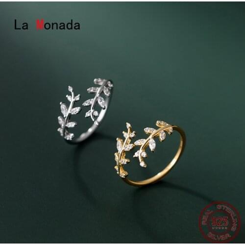 La Monada 52-57mm Women Ring 925 Sterling Silver Minimalist Rings For Women Leaf 925 Silver Fine Jewerly Rings Woman