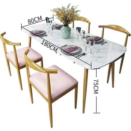 1.4m Modern Marble Dining Tables Small Apartment Simple Nordic Style Kitchen Furnitures Wrought Iron Light Luxury Customizable