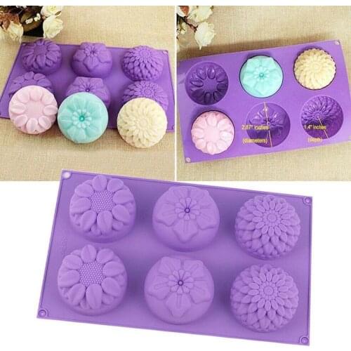 Silicone 6 with 3 groups flower shape handmade soap mold DIY tools